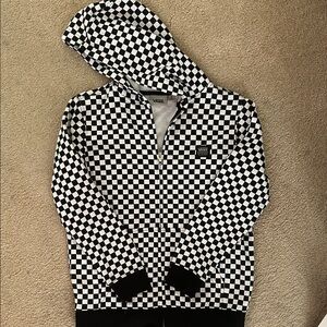 Vans Black and White Checkered Zip-Up Hoodie